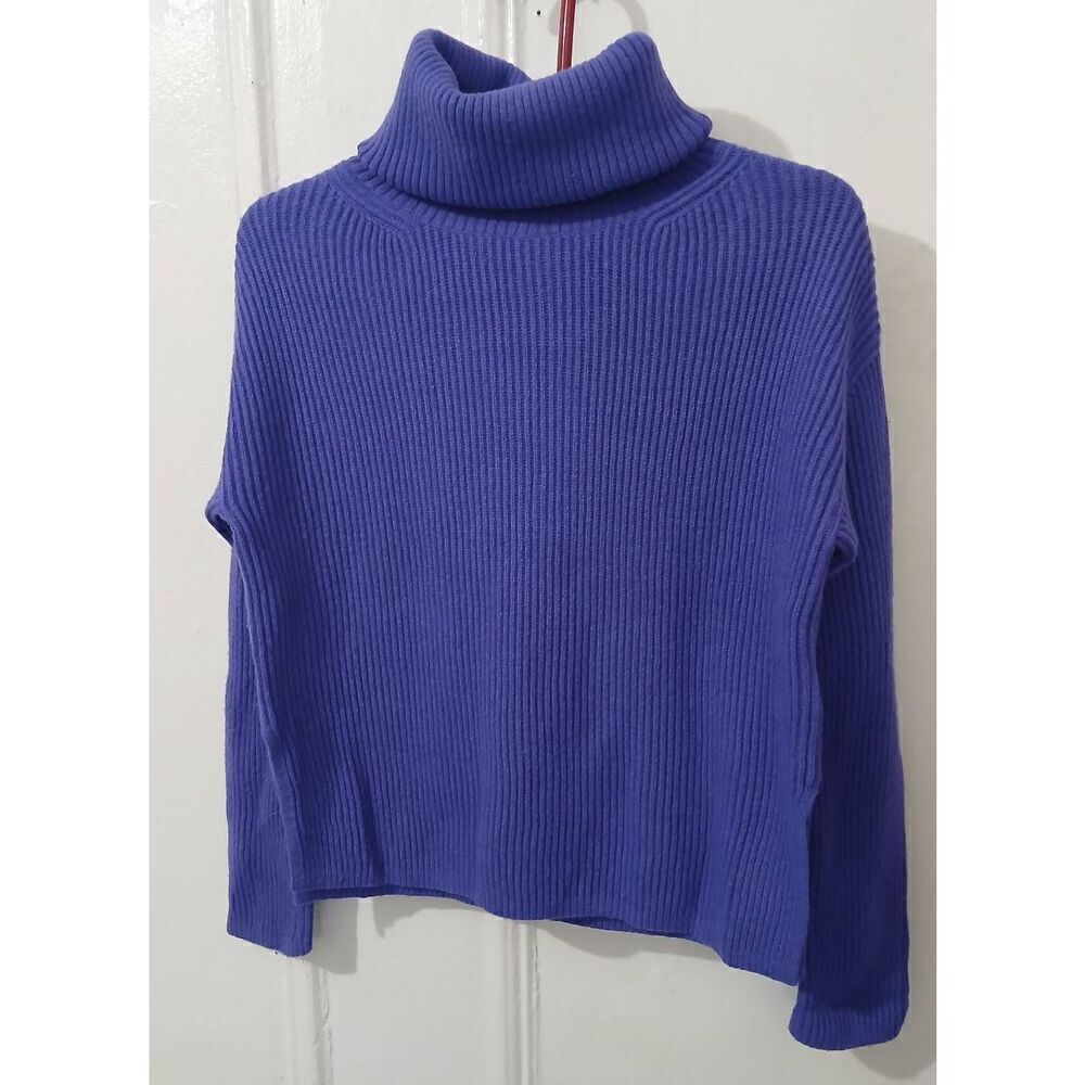Banana republic womens small ITALIAN WOOL CASHMERE purple sweater turtleneck